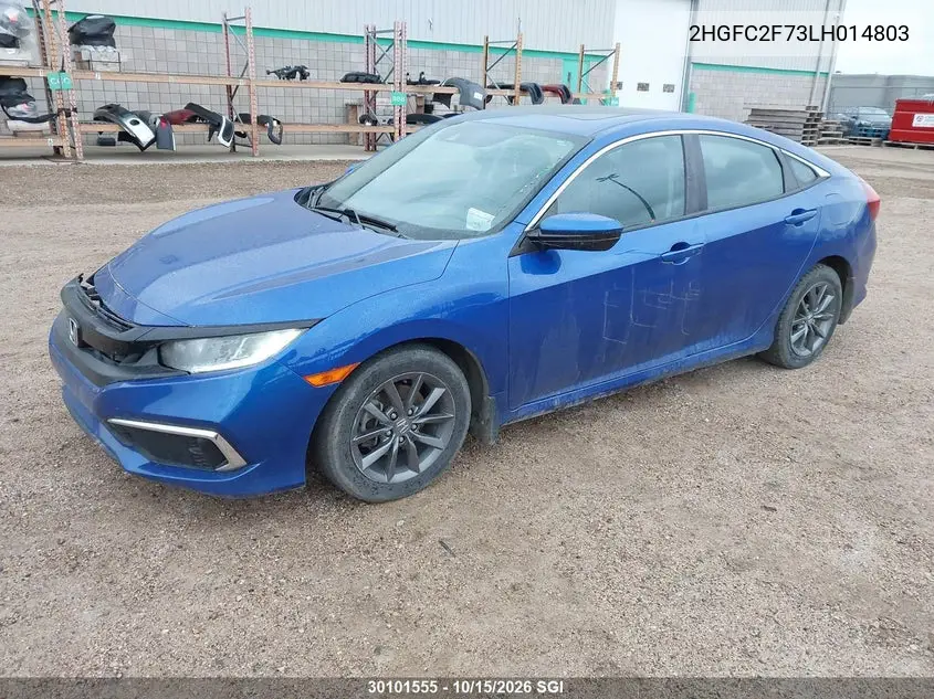 2020 HONDA CIVIC VIN 2HGFC2F73LH014803 — фото 2