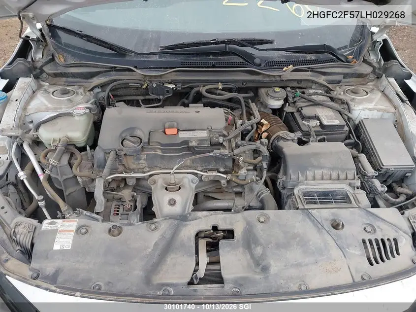 2020 HONDA CIVIC VIN 2HGFC2F57LH029268 — фото 10