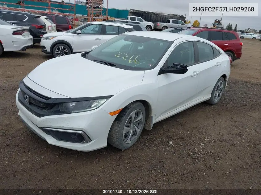 2020 HONDA CIVIC VIN 2HGFC2F57LH029268 — фото 2