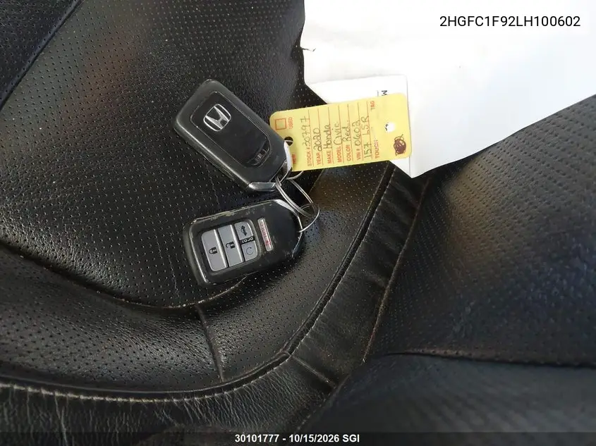 2020 HONDA CIVIC VIN 2HGFC1F92LH100602 — фото 11
