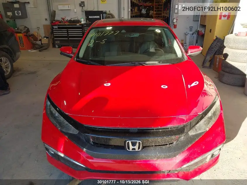 2020 HONDA CIVIC VIN 2HGFC1F92LH100602 — фото 12