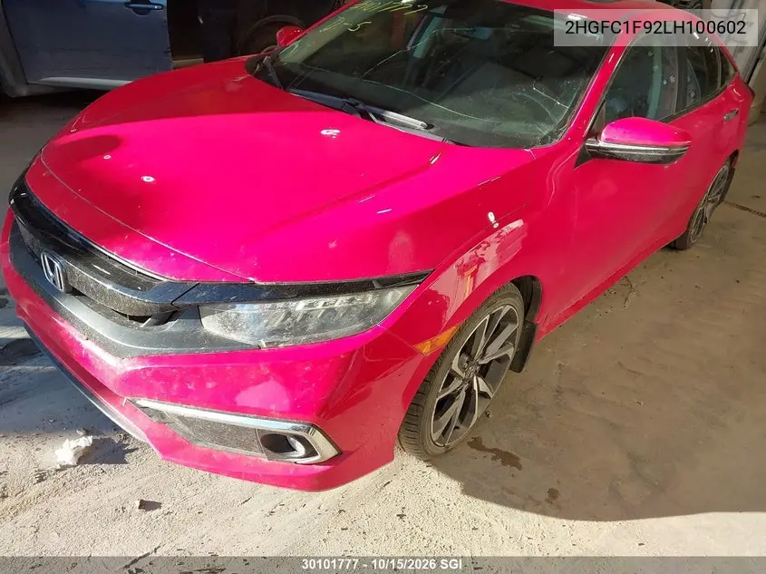 2020 HONDA CIVIC VIN 2HGFC1F92LH100602 — фото 2