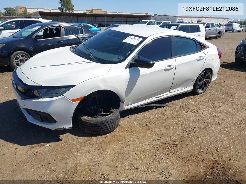 2020 HONDA CIVIC VIN 19XFC2F81LE212086 — фото 2