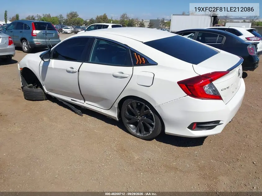 2020 HONDA CIVIC VIN 19XFC2F81LE212086 — фото 3