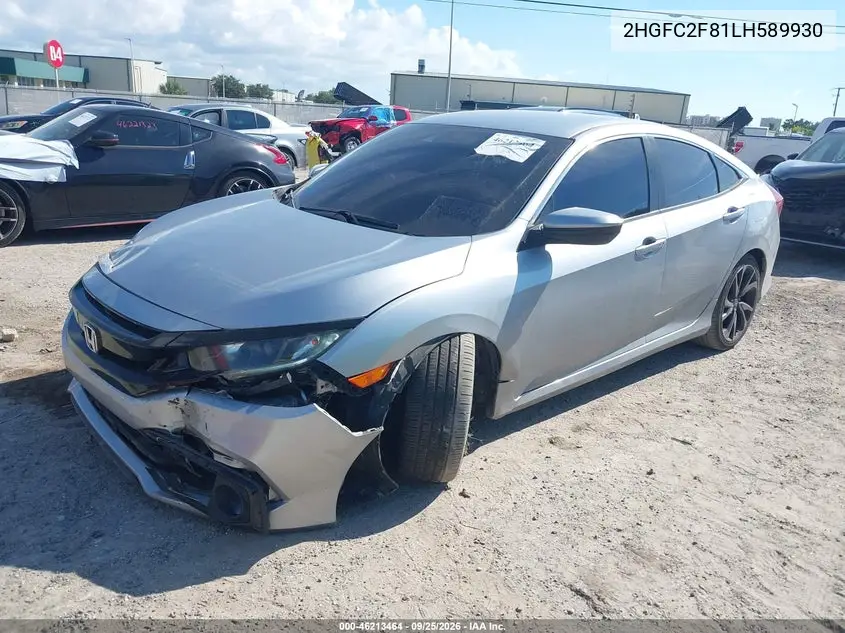 2020 HONDA CIVIC VIN 2HGFC2F81LH589930 — фото 2