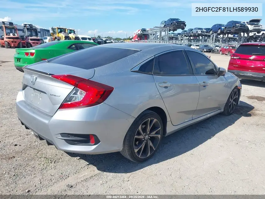 2020 HONDA CIVIC VIN 2HGFC2F81LH589930 — фото 4