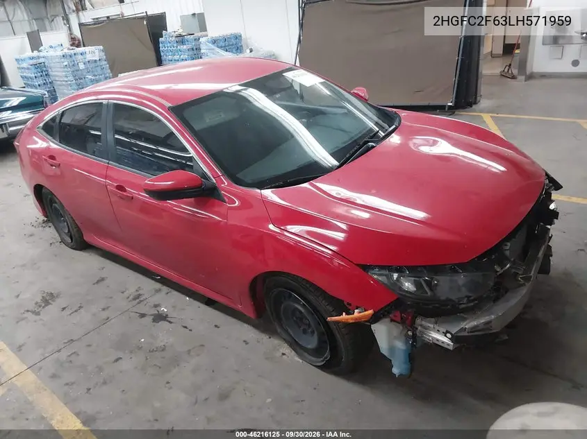 HONDA CIVIC 2020, VIN 2HGFC2F63LH571959