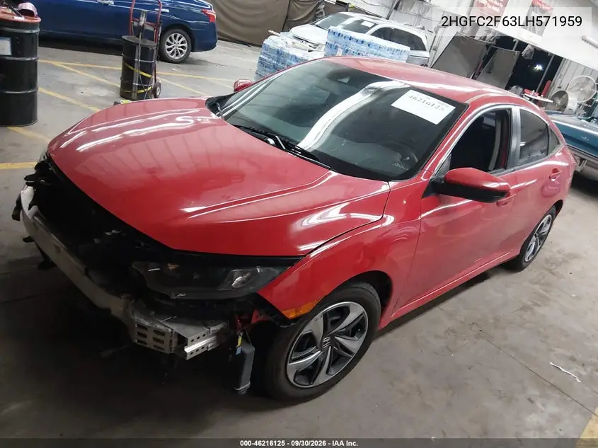 2020 HONDA CIVIC VIN 2HGFC2F63LH571959 — фото 2
