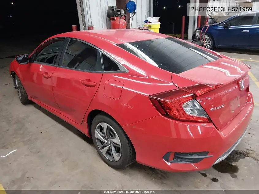 2020 HONDA CIVIC VIN 2HGFC2F63LH571959 — фото 3