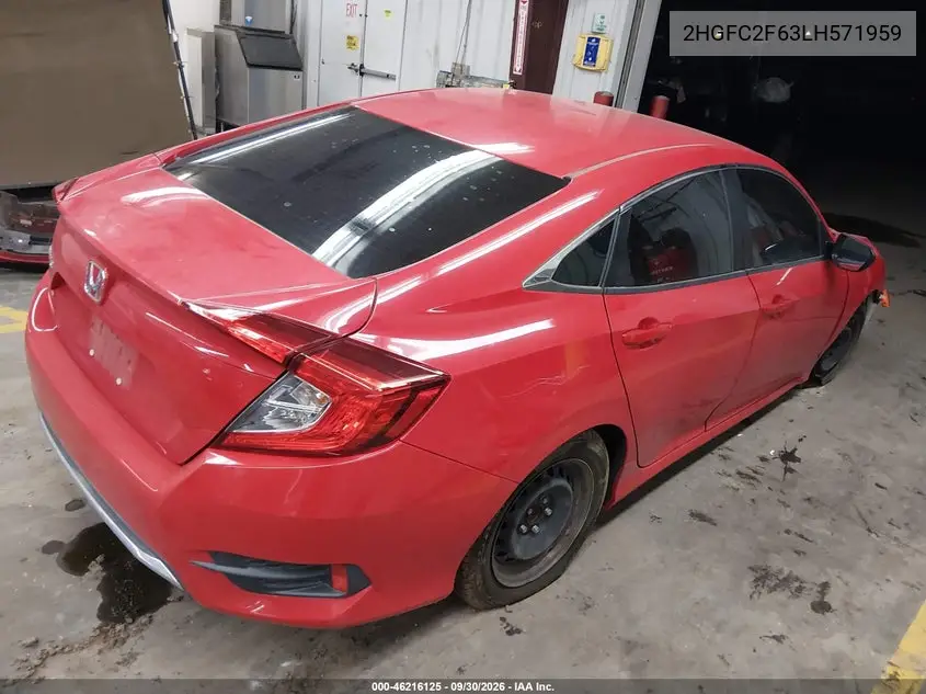 2020 HONDA CIVIC VIN 2HGFC2F63LH571959 — фото 4