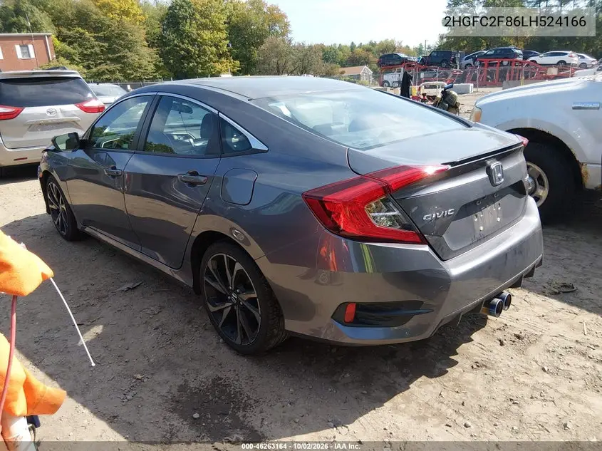 2020 HONDA CIVIC VIN 2HGFC2F86LH524166 — фото 3