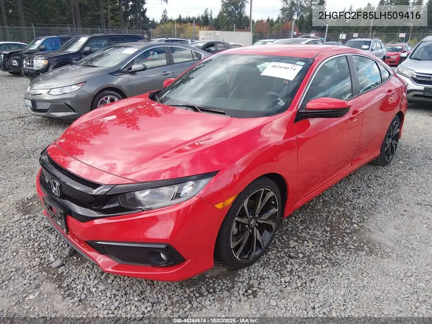 2020 HONDA CIVIC VIN 2HGFC2F85LH509416 — фото 2