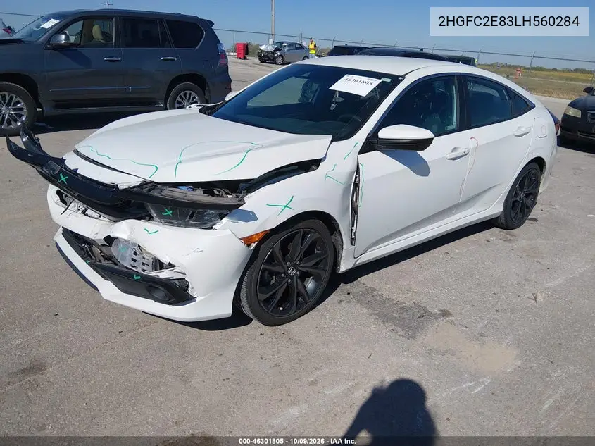 2020 HONDA CIVIC VIN 2HGFC2E83LH560284 — фото 2
