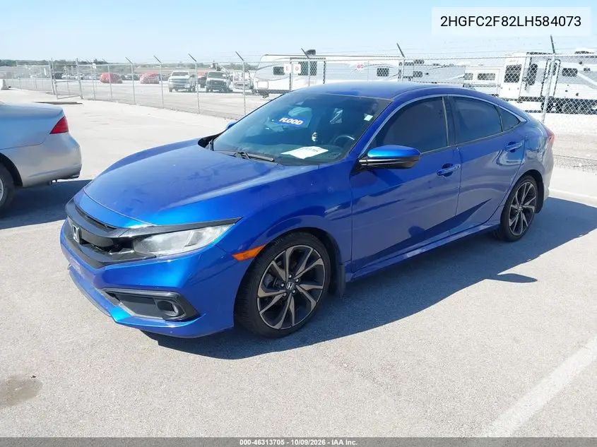 2020 HONDA CIVIC VIN 2HGFC2F82LH584073 — фото 2