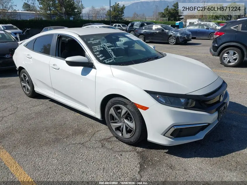 HONDA CIVIC 2020, VIN 2HGFC2F60LH571224