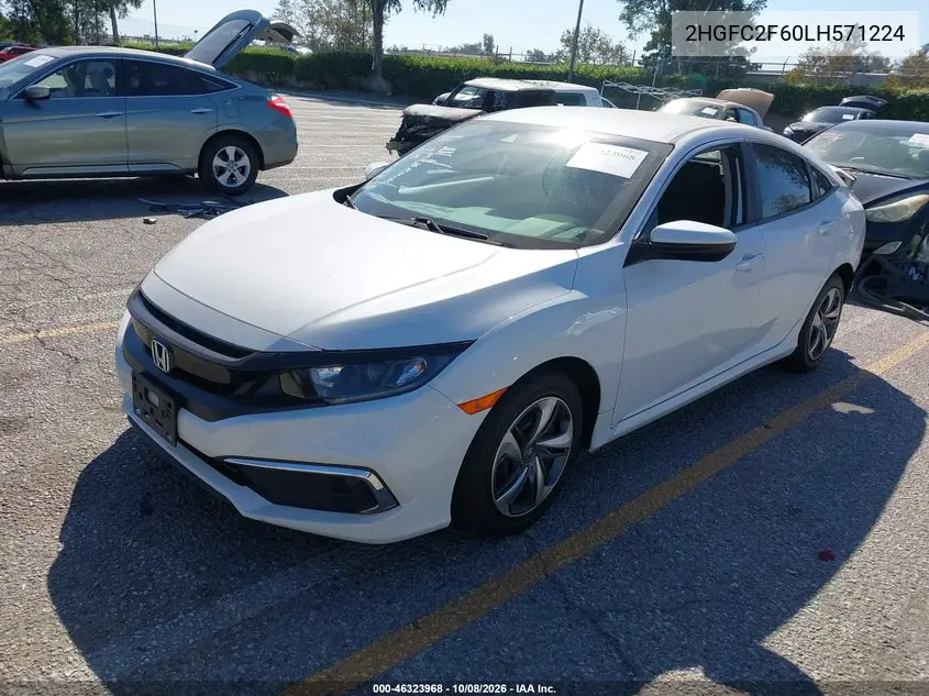 2020 HONDA CIVIC VIN 2HGFC2F60LH571224 — фото 2