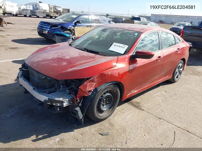 2020 HONDA CIVIC VIN 19XFC2F66LE204581 — фото 2