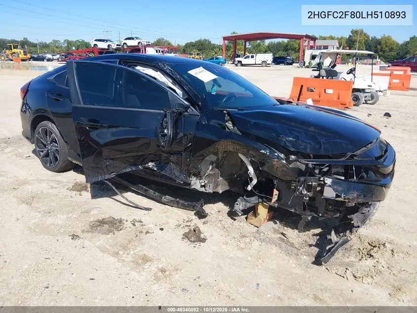 HONDA CIVIC 2020, VIN 2HGFC2F80LH510893