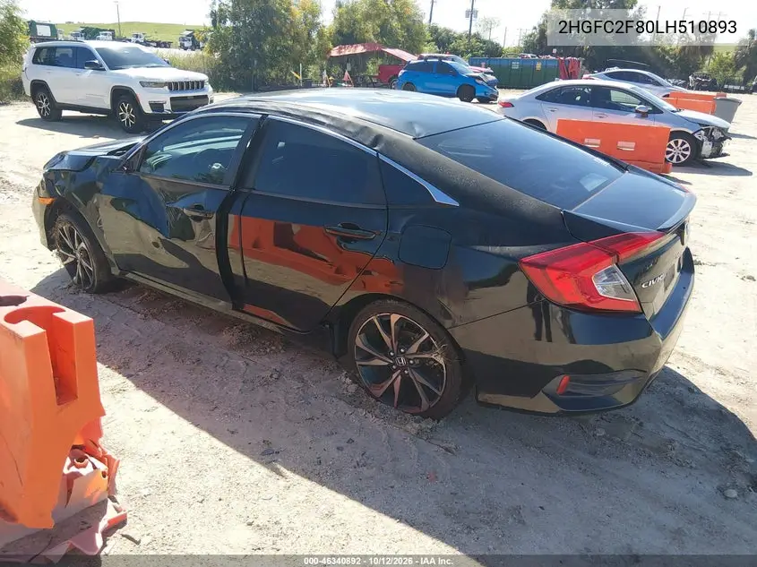 2020 HONDA CIVIC VIN 2HGFC2F80LH510893 — фото 3