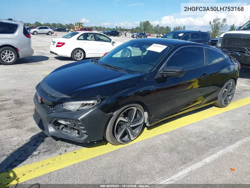 2020 HONDA CIVIC VIN 2HGFC3A50LH753168 — фото 2
