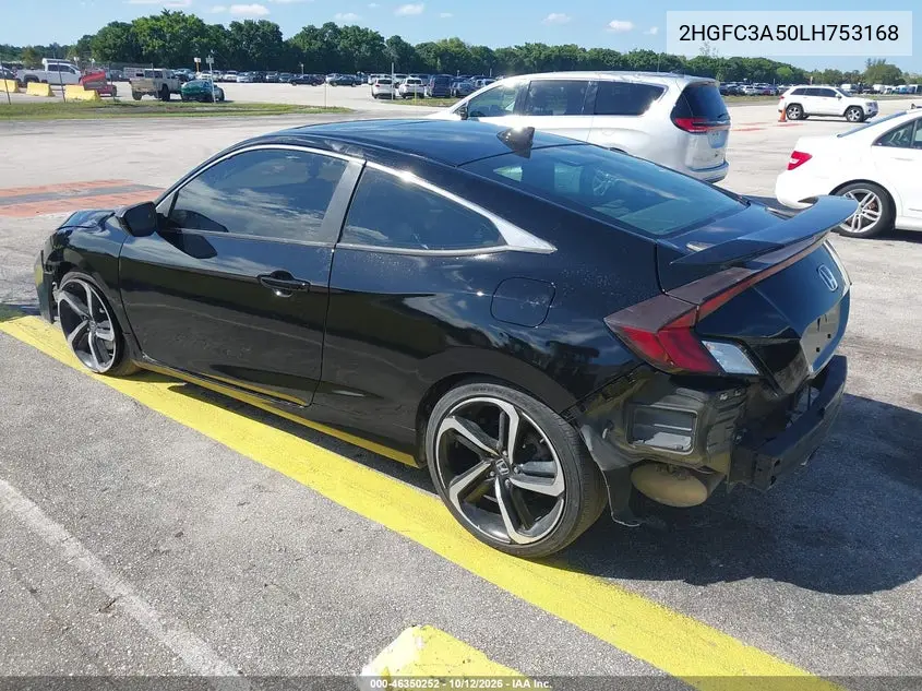 2020 HONDA CIVIC VIN 2HGFC3A50LH753168 — фото 3