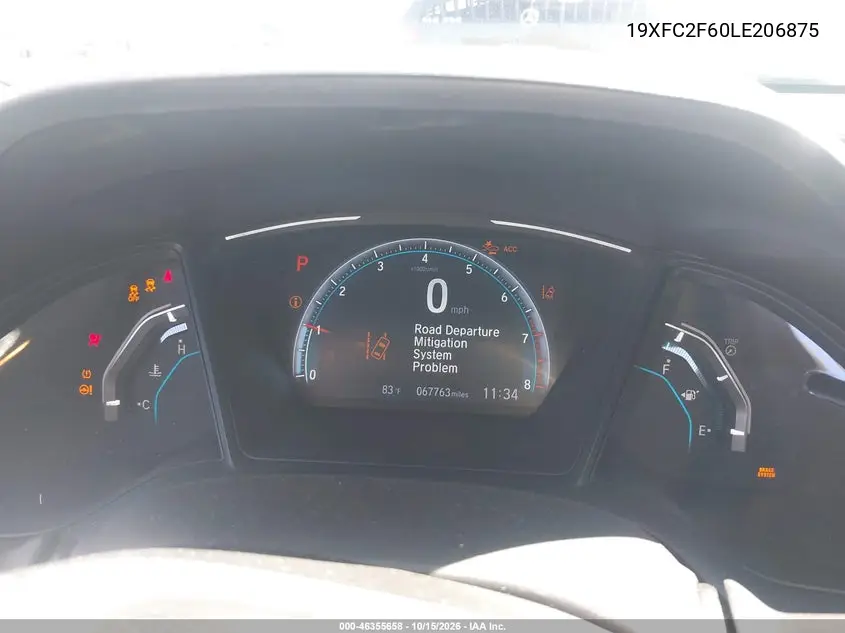 2020 HONDA CIVIC VIN 19XFC2F60LE206875 — фото 7