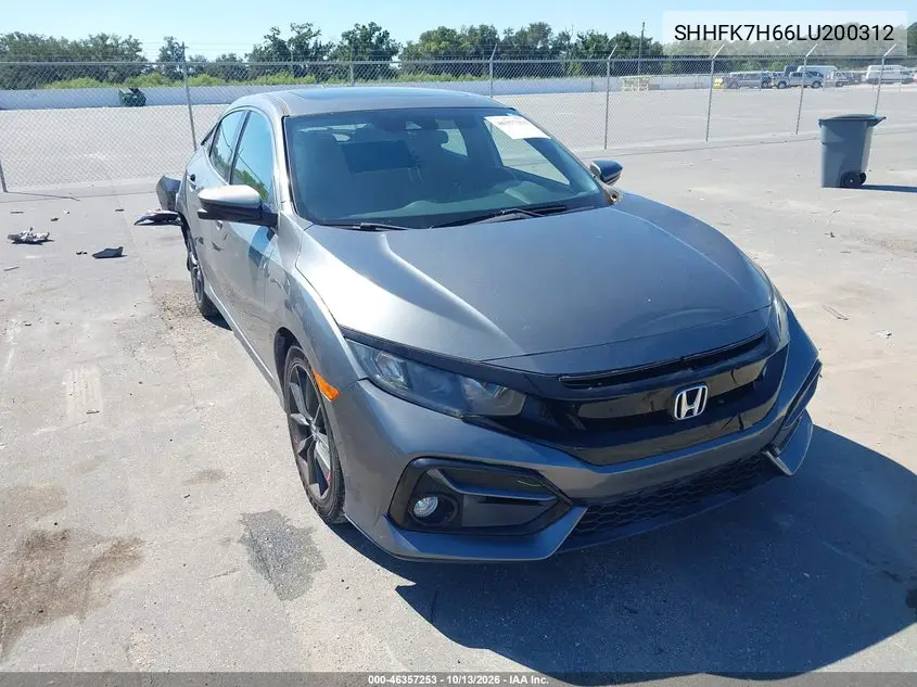 HONDA CIVIC 2020, VIN SHHFK7H66LU200312