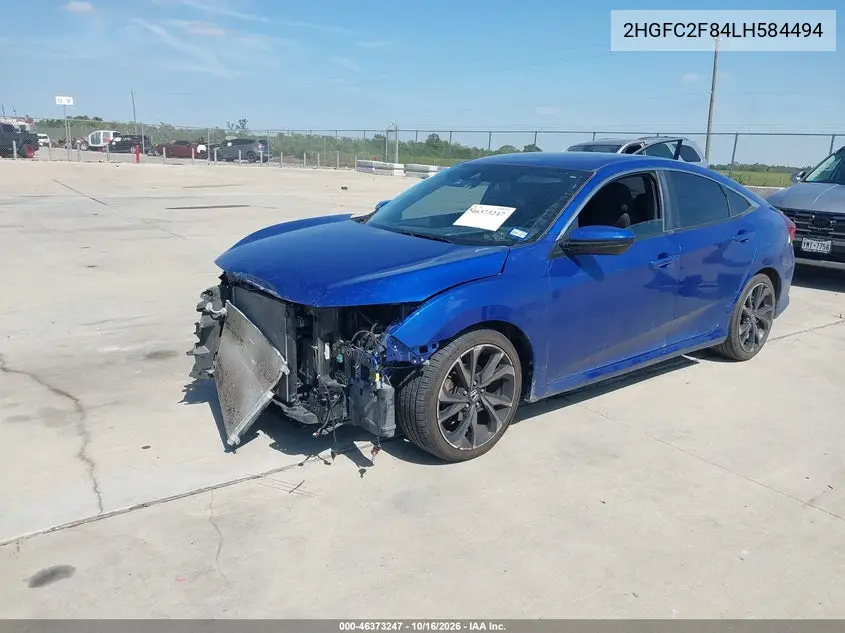 2020 HONDA CIVIC VIN 2HGFC2F84LH584494 — фото 2