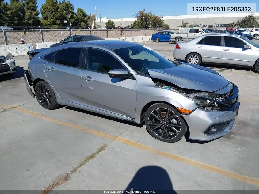 HONDA CIVIC 2020, VIN 19XFC2F81LE205333