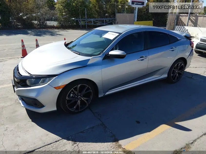 2020 HONDA CIVIC VIN 19XFC2F81LE205333 — фото 2