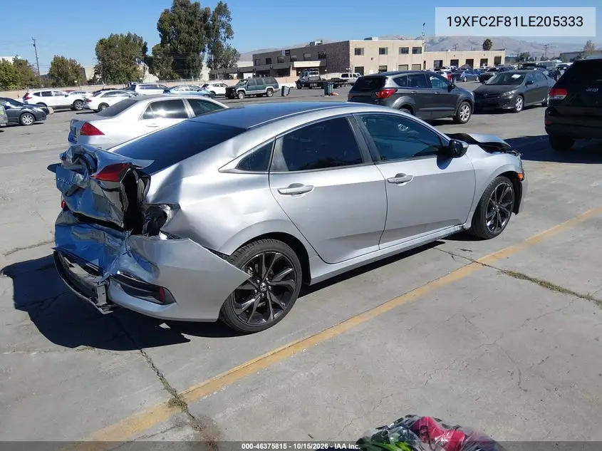 2020 HONDA CIVIC VIN 19XFC2F81LE205333 — фото 4