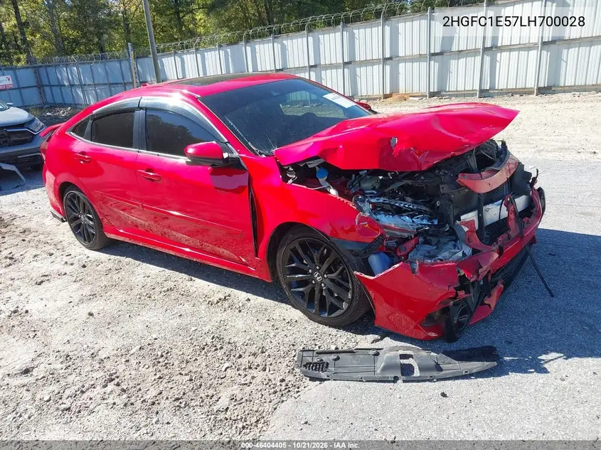 HONDA CIVIC 2020, VIN 2HGFC1E57LH700028