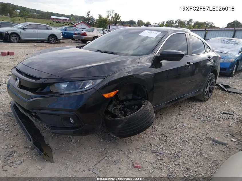 2020 HONDA CIVIC VIN 19XFC2F87LE026018 — фото 2