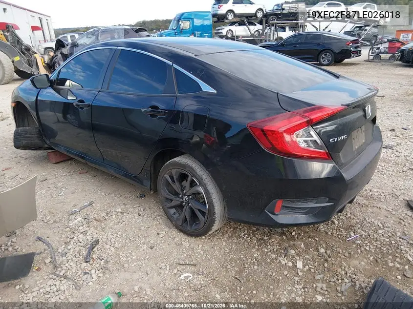 2020 HONDA CIVIC VIN 19XFC2F87LE026018 — фото 3