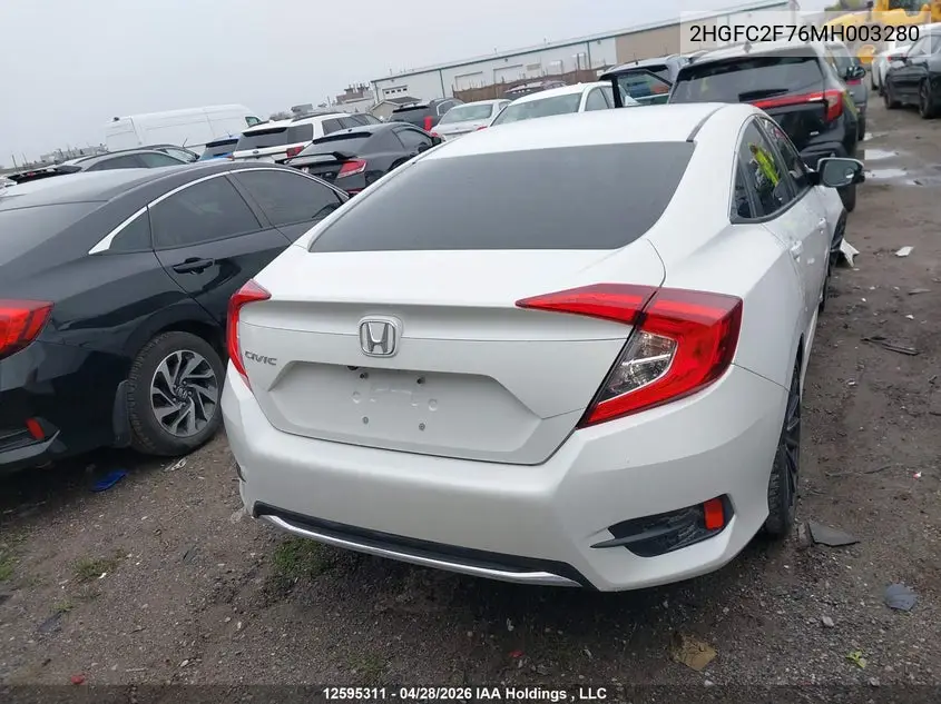 2021 HONDA CIVIC VIN 2HGFC2F76MH003280 — фото 16