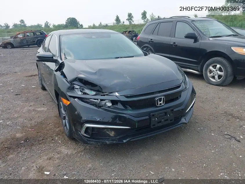 HONDA CIVIC 2021, VIN 2HGFC2F70MH003369