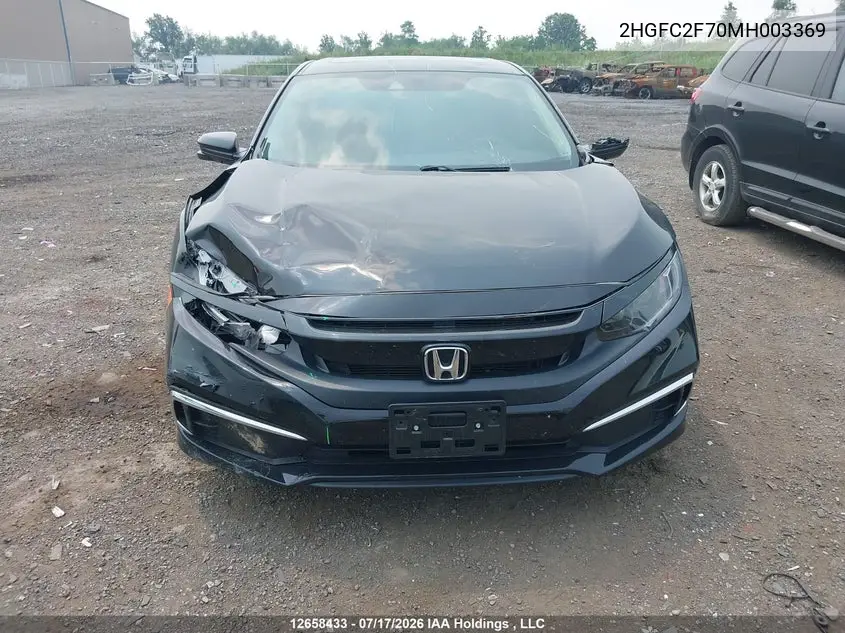 2021 HONDA CIVIC VIN 2HGFC2F70MH003369 — фото 12