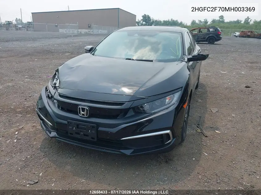 2021 HONDA CIVIC VIN 2HGFC2F70MH003369 — фото 2