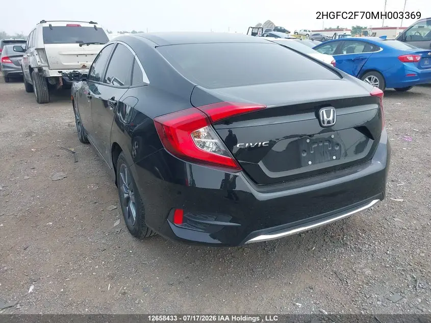 2021 HONDA CIVIC VIN 2HGFC2F70MH003369 — фото 3