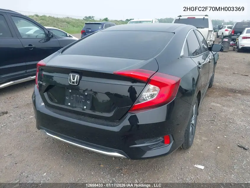 2021 HONDA CIVIC VIN 2HGFC2F70MH003369 — фото 4