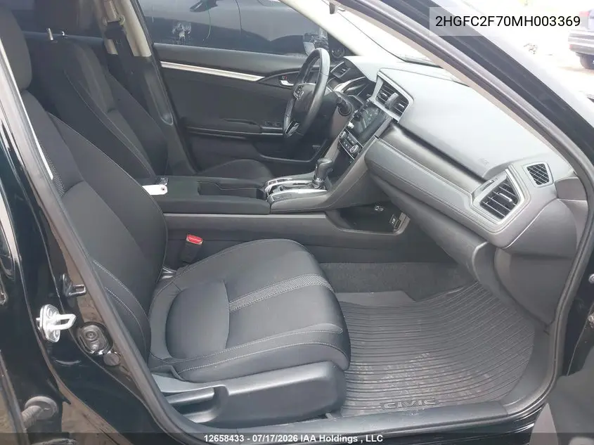 2021 HONDA CIVIC VIN 2HGFC2F70MH003369 — фото 5