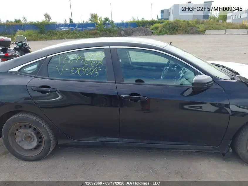 2021 HONDA CIVIC VIN 2HGFC2F57MH009345 — фото 14