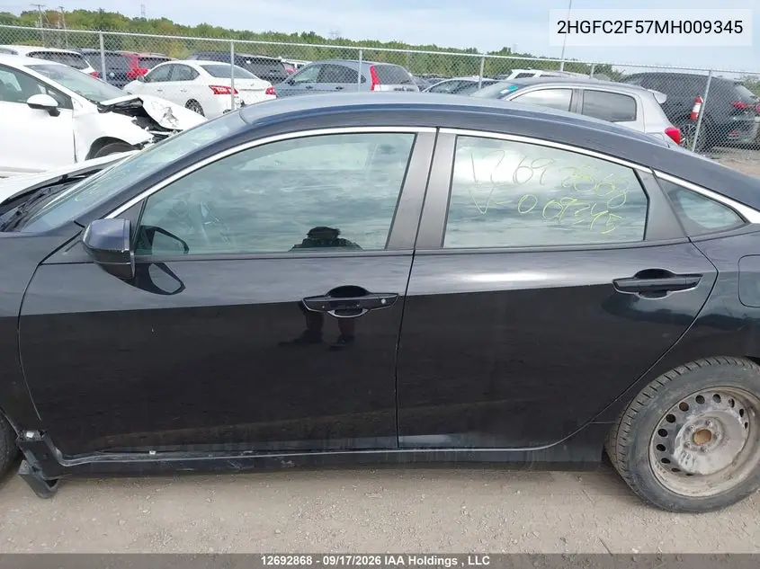2021 HONDA CIVIC VIN 2HGFC2F57MH009345 — фото 15