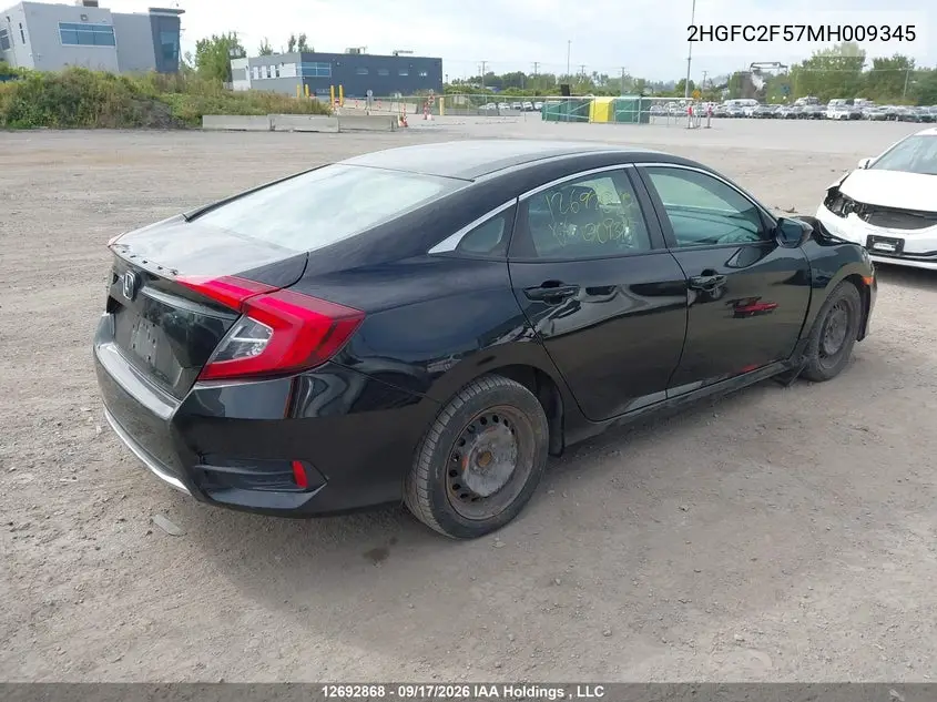 2021 HONDA CIVIC VIN 2HGFC2F57MH009345 — фото 4