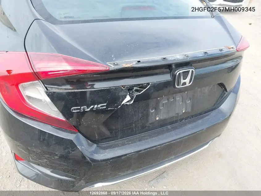 2021 HONDA CIVIC VIN 2HGFC2F57MH009345 — фото 6