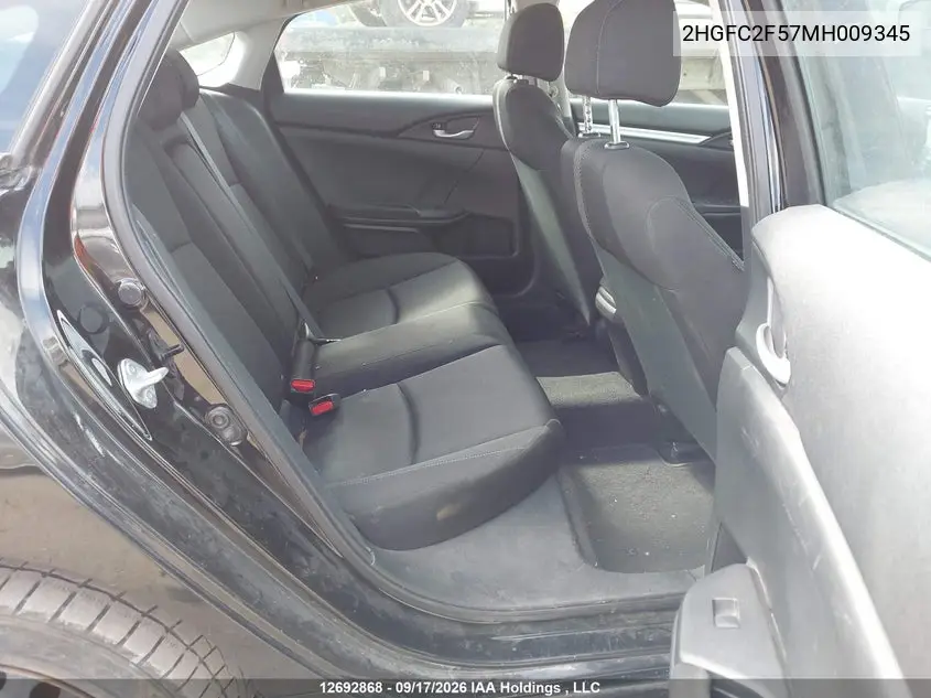 2021 HONDA CIVIC VIN 2HGFC2F57MH009345 — фото 8