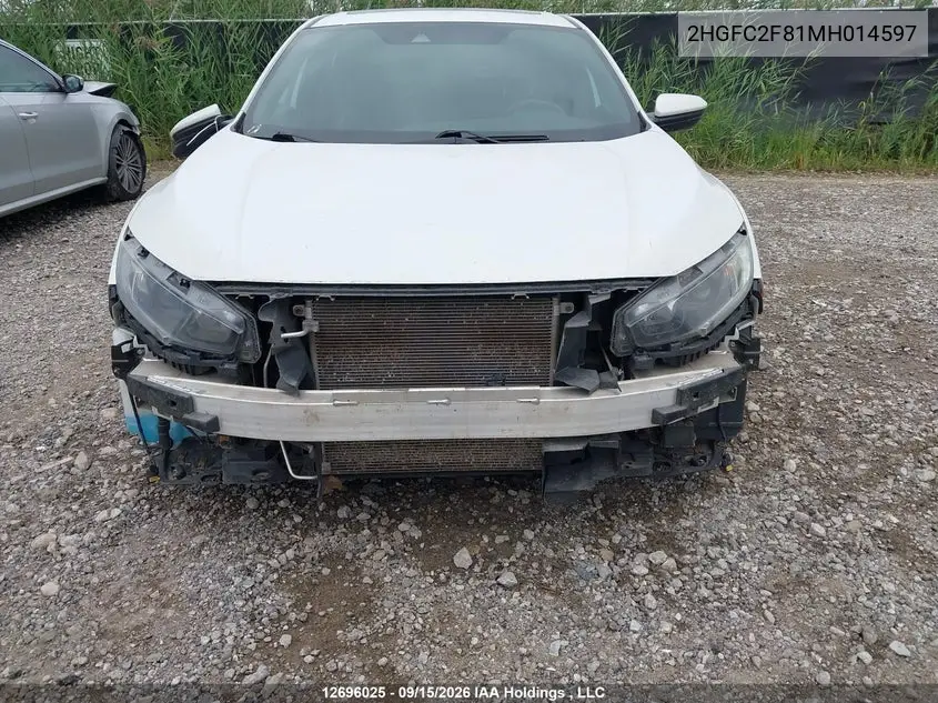 2021 HONDA CIVIC VIN 2HGFC2F81MH014597 — фото 6