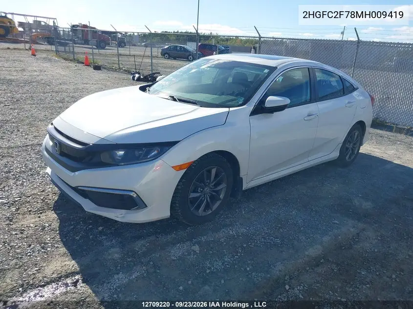 2021 HONDA CIVIC VIN 2HGFC2F78MH009419 — фото 2