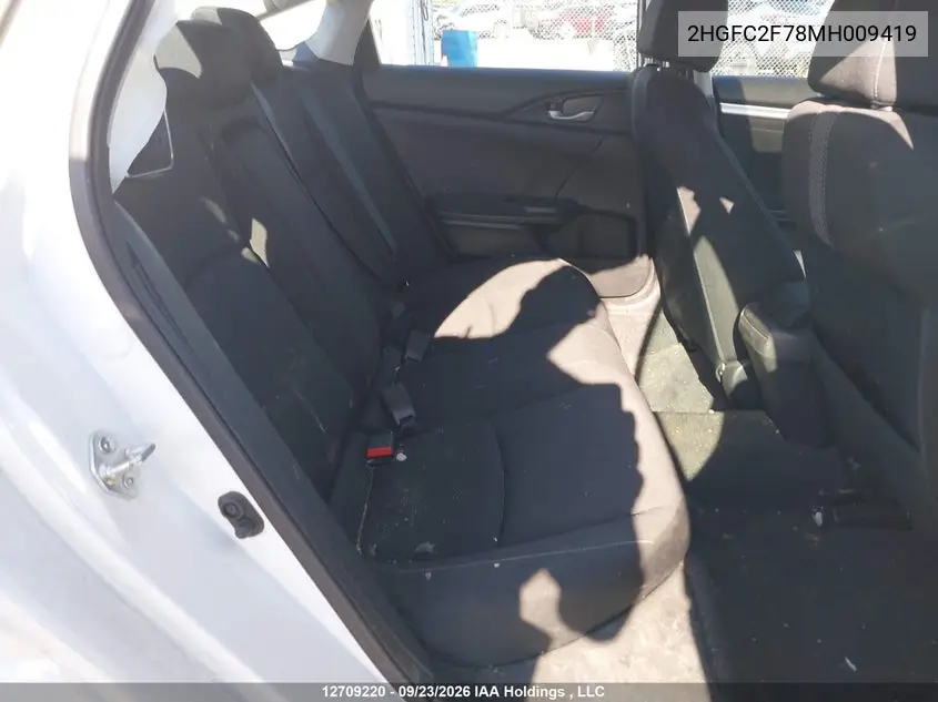 2021 HONDA CIVIC VIN 2HGFC2F78MH009419 — фото 8