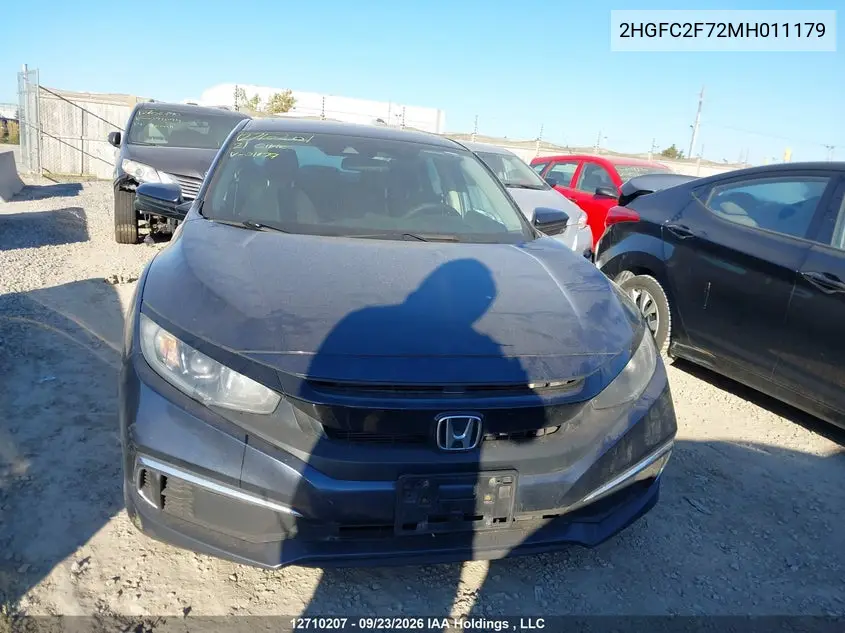 2021 HONDA CIVIC VIN 2HGFC2F72MH011179 — фото 11
